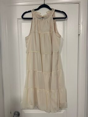 Cream Tiered Halter Dress